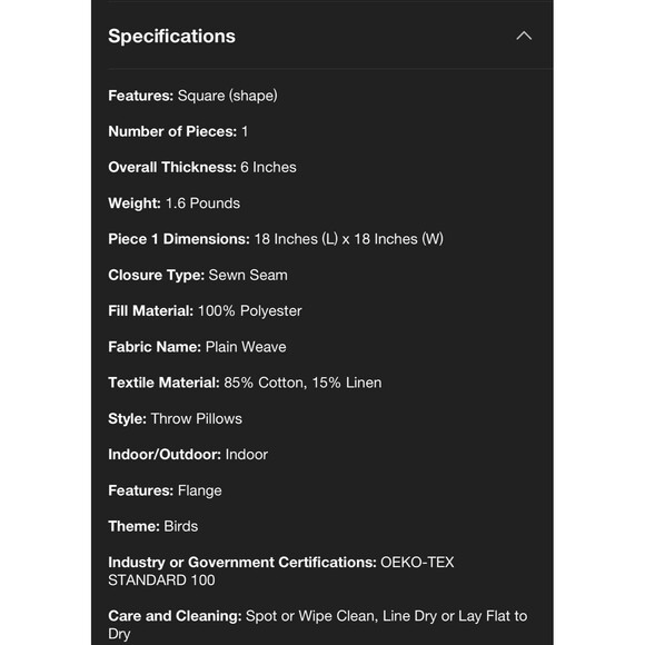 Square Bird in Nature Pillow Printed Reverse and Ruffle Trim neutral Threshold - Picture 10 of 10